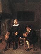 BREKELENKAM, Quiringh van Interior with Two Men by the Fireside f oil on canvas